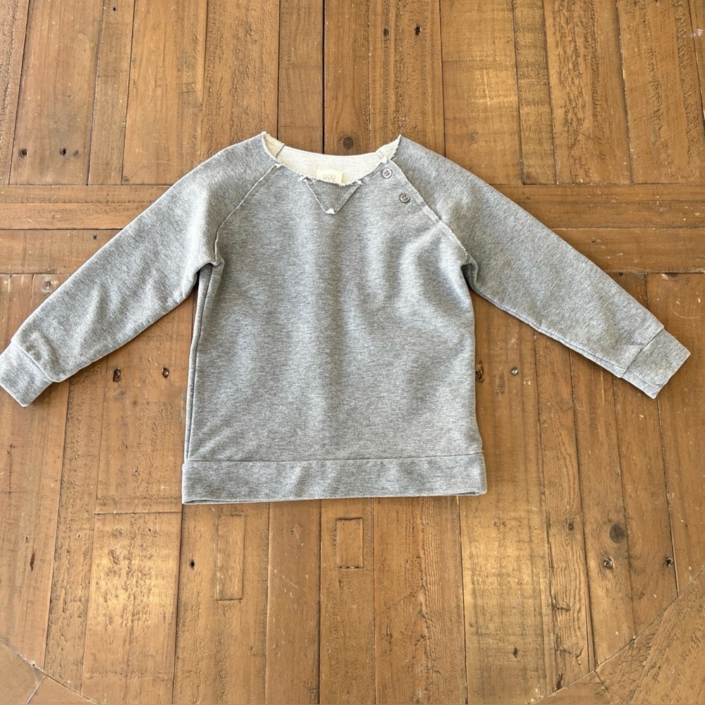 Douuod Kids Gray Raw Neck Button Shoudler Sweatshirt 24 Months New With Out Tag